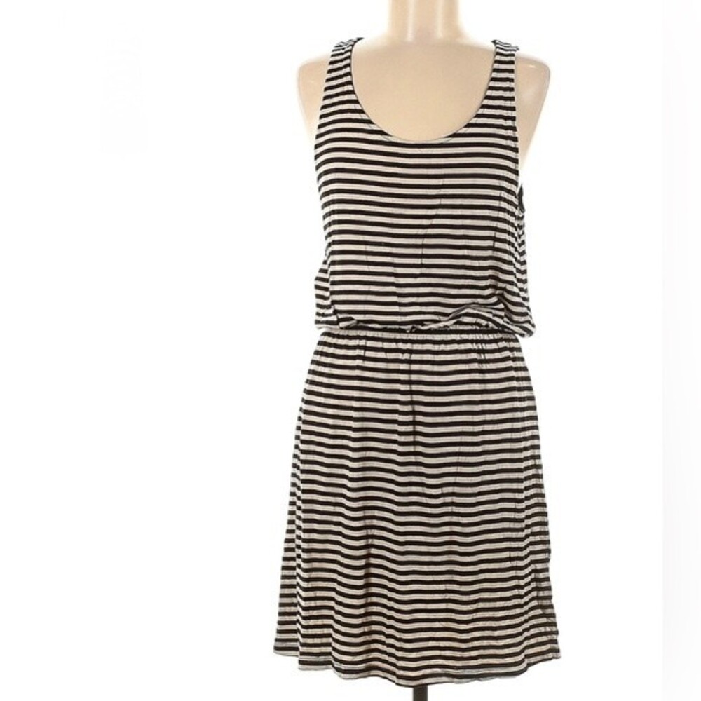 H&M black and tan striped tank dress size small